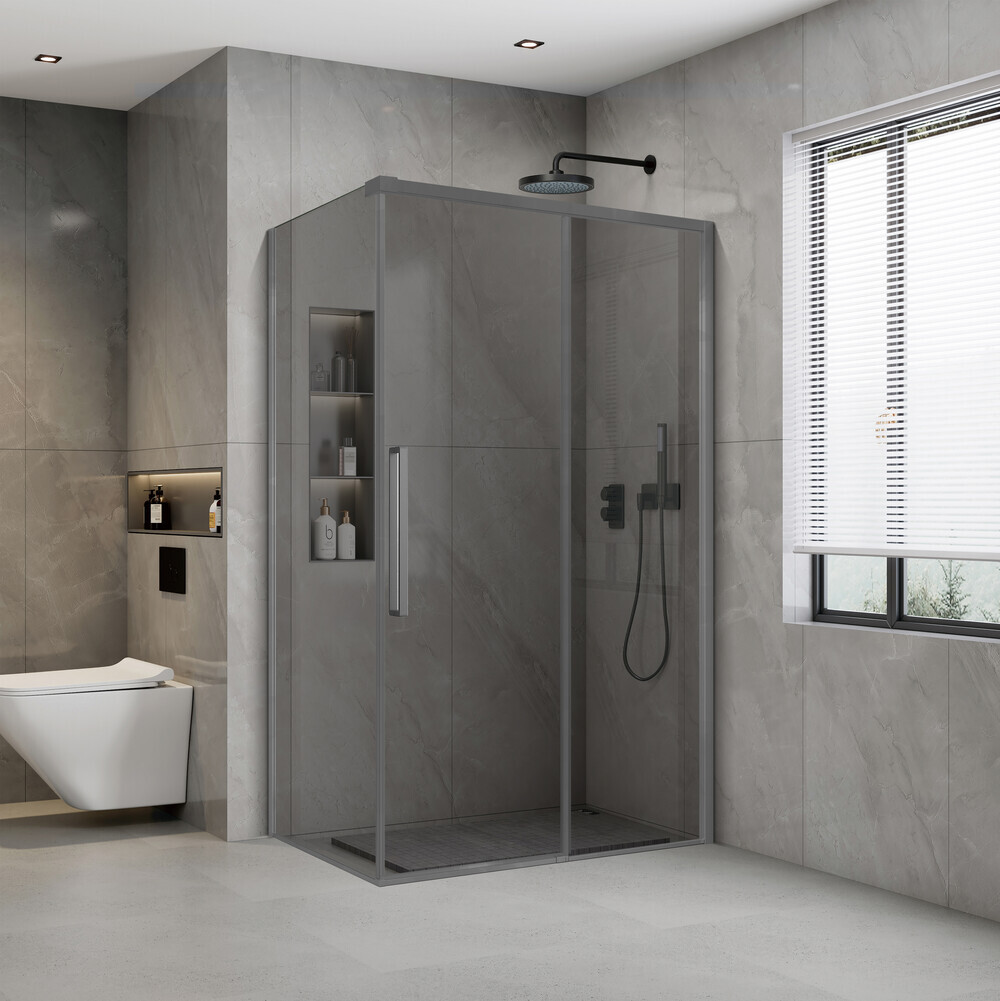 Soft Close NEW Gun Metal Light SMOKED GLASS