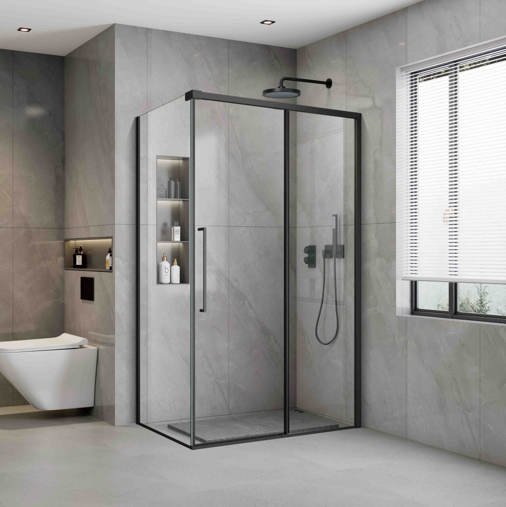 Soft Close Deluxe hoek- en nisopstelling Mat Zwart 100-160cm