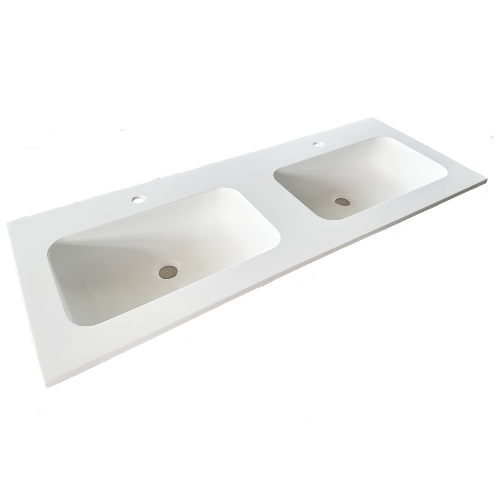 Wastafel Lunastone 120*46, Mat wit, 0/2 tapholes, no overflow