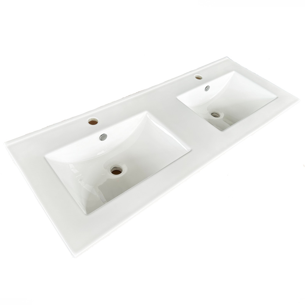 Wastafel keramiek 120*46, 0/2 kraangaten