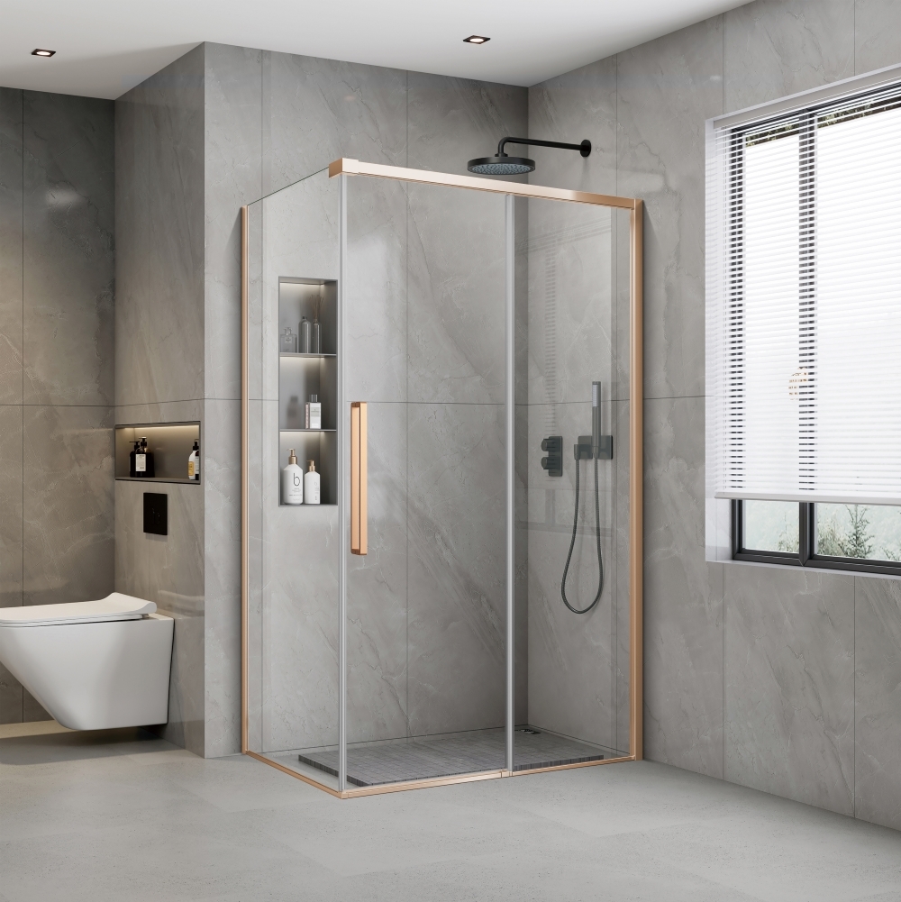 Soft Close Deluxe hoek- en nisopstelling Brushed Copper 100-160cm