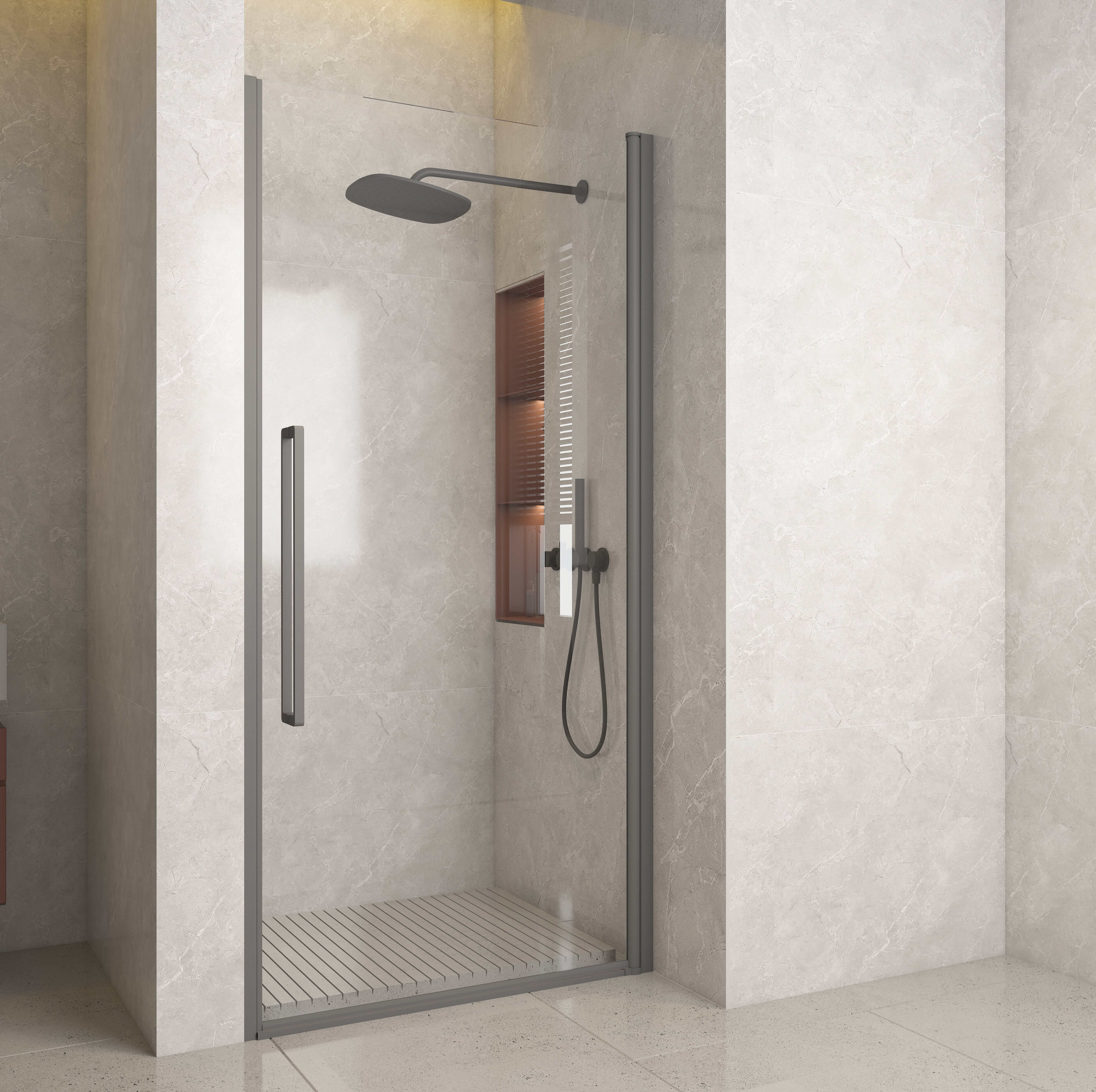 Pasa Giro de Luxe front draaideur 80*200 cm Gun Metal Light