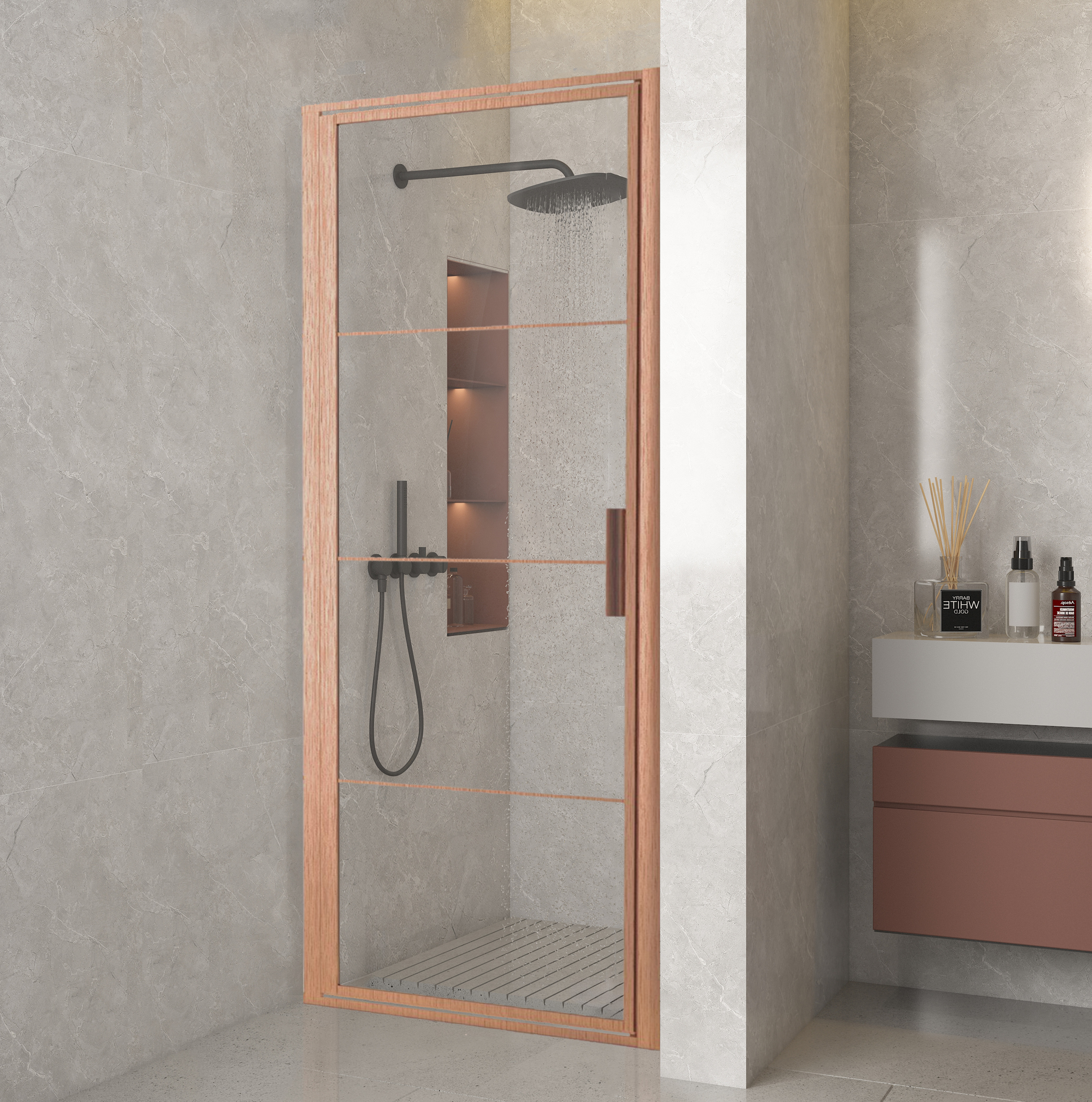 BC Edition SINGLE front draaideur FFF 90*200 cm BRUSHED COPP