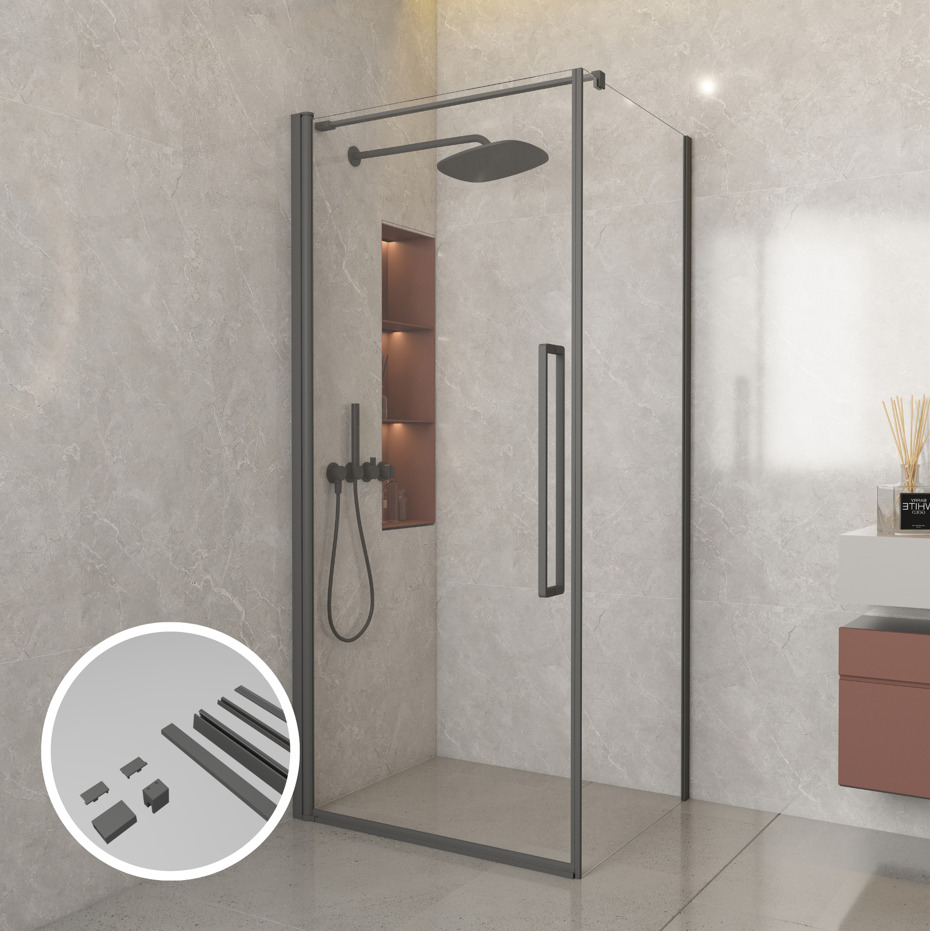 Montageset Pasa Giro de Luxe zijwand Gun Metal Light