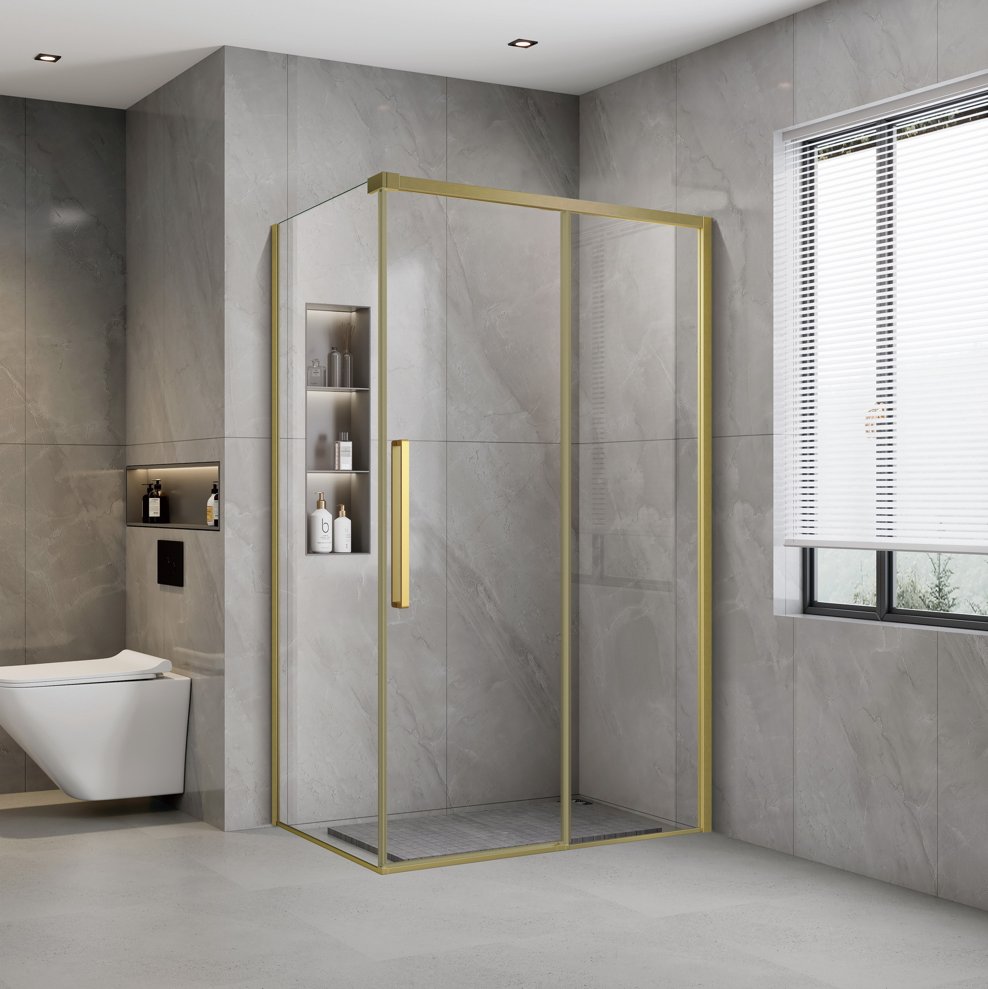 Soft Close Deluxe hoek- en nisopstelling Brushed Yellow Titanium 100-160cm