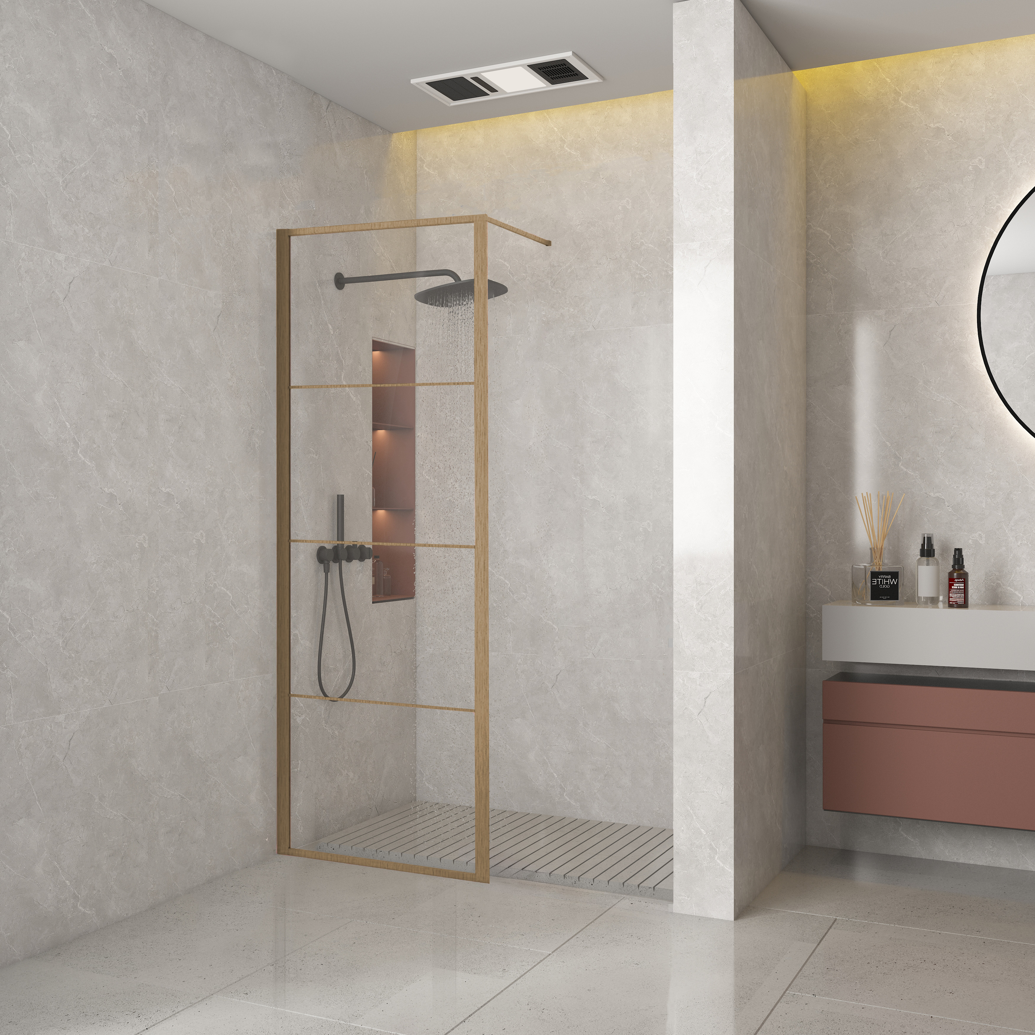 Priori Brushed Copper FFF douchewand 80*200 cm